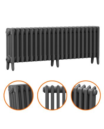 460 x 1310mm Grey Traditional 4 Column Cast Iron Radiator
