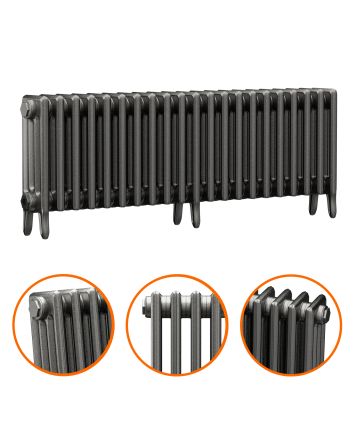 460 x 1310mm Raw Metal Traditional 4 Column Cast Iron Radiator