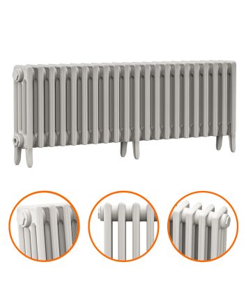 460 x 1310mm White Traditional 4 Column Cast Iron Radiator