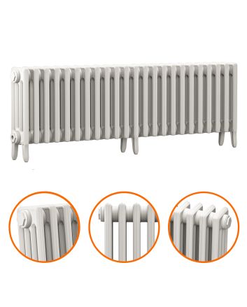 460 x 1430mm White Traditional 4 Column Cast Iron Radiator