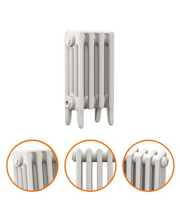 460 x 290mm White Traditional 4 Column Cast Iron Radiator