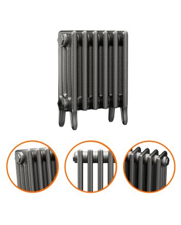 460 x 410mm Raw Metal Traditional 4 Column Cast Iron Radiator