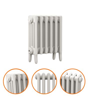 460 x 410mm White Traditional 4 Column Cast Iron Radiator