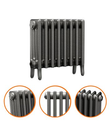 460 x 530mm Raw Metal Traditional 4 Column Cast Iron Radiator