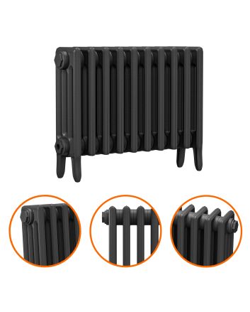 460 x 650mm Black Traditional 4 Column Cast Iron Radiator