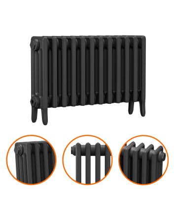 460 x 770mm Black Traditional 4 Column Cast Iron Radiator