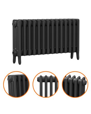 460 x 890mm Black Traditional 4 Column Cast Iron Radiator