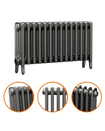 460 x 890mm Raw Metal Traditional 4 Column Cast Iron Radiator