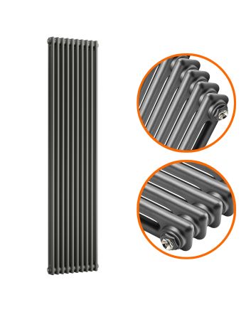1500 x 470mm Anthracite Vertical Traditional 2 Column Radiator