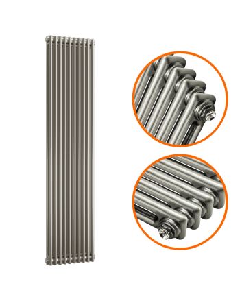 1800 x 470mm Raw Metal Lacquered Vertical Traditional 2 Column Radiator