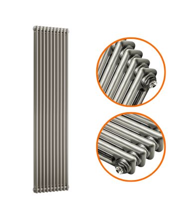 1500 x 470mm Raw Metal Lacquered Vertical Traditional 2 Column Radiator