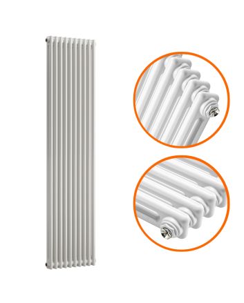 1800 x 470mm White Vertical Traditional 2 Column Radiator