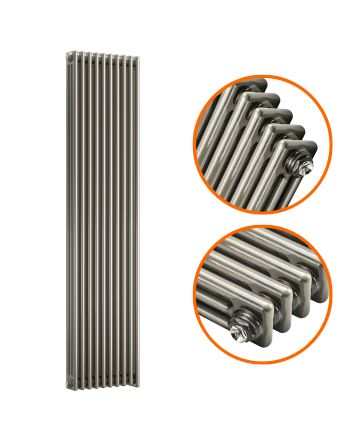 1500 x 470mm Raw Metal Lacquered Vertical Traditional 3 Column Radiator