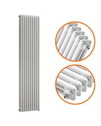 1800 x 470mm White Vertical Traditional 3 Column Radiator