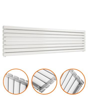 472mm x 1780mm White Double Oval Tube Horizontal / Landscape Radiator 