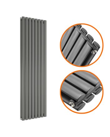 1780 x 472mm Anthracite Double Oval Tube Vertical Radiator 