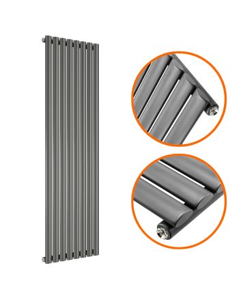 1600 x 472mm Anthracite Single Oval Tube Vertical Radiator 