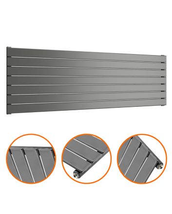 490mm x 1600mm Anthracite Single Flat Panel Horizontal / Landscape Radiator