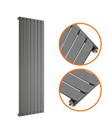 1600 x 490mm Anthracite Single Flat Panel Vertical Radiator 