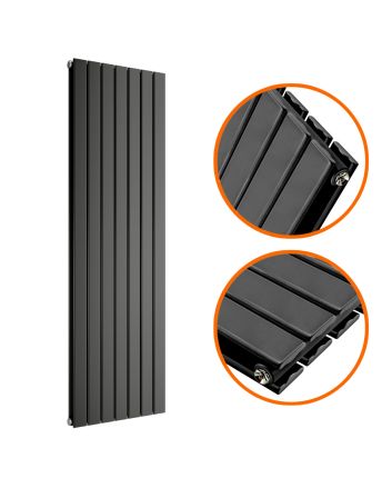 1780 x 490mm Black Double Flat Panel Vertical Radiator 