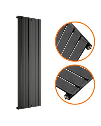 1780 x 490mm Black Single Flat Panel Vertical Radiator 
