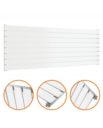 560mm x 1600mm White Single Flat Panel Horizontal / Landscape Radiator