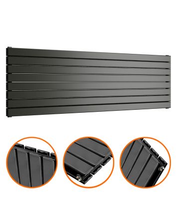560mm x 1780mm Black Double Flat Panel Horizontal / Landscape Radiator