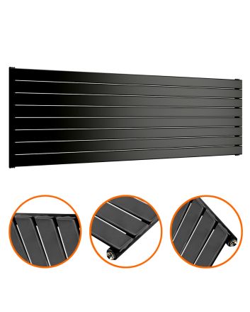 560mm x 1780mm Black Single Flat Panel Horizontal / Landscape Radiator