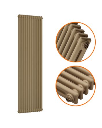 1500 x 560mm Antique Brass Vertical Traditional 2 Column Radiator