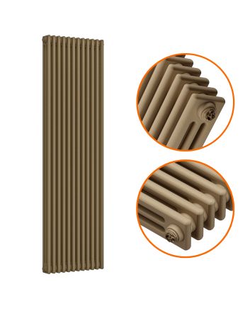 1500 x 560mm Antique Brass Vertical Traditional 3 Column Radiator