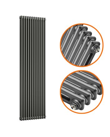 1800 x 560mm Anthracite Vertical Traditional 2 Column Radiator