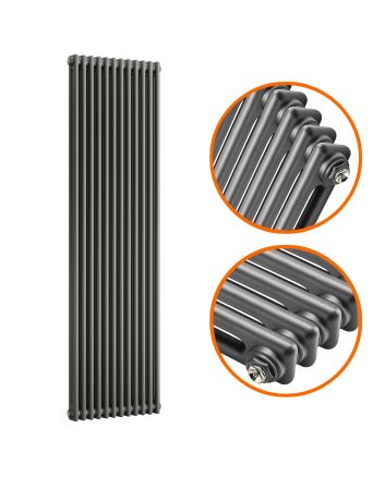 1500 x 560mm Anthracite Vertical Traditional 2 Column Radiator