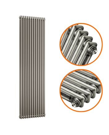 1500 x 560mm Raw Metal Lacquered Vertical Traditional 2 Column Radiator