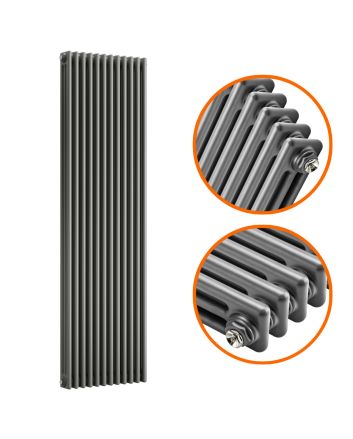 1800 x 560mm Anthracite Vertical Traditional 3 Column Radiator