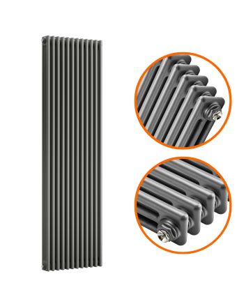 1500 x 560mm Anthracite Vertical Traditional 3 Column Radiator