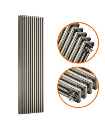 1500 x 560mm Raw Metal Lacquered Vertical Traditional 3 Column Radiator