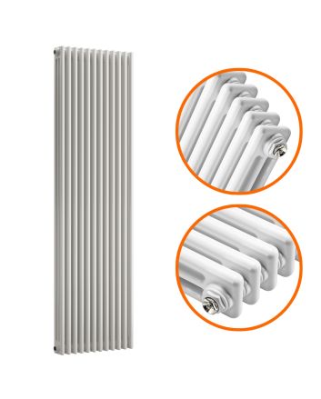 1800 x 560mm White Vertical Traditional 3 Column Radiator