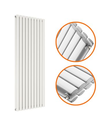 1780 x 590mm White Double Oval Tube Vertical Radiator 