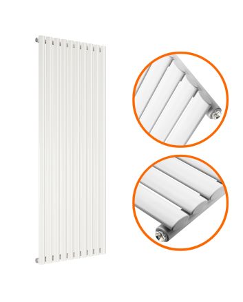 1780 x 590mm White Single Oval Tube Vertical Radiator 