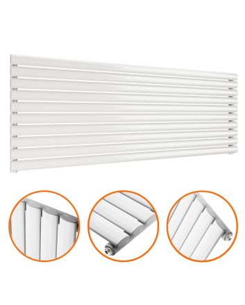 590mm x 1600mm White Single Oval Tube Horizontal / Landscape Radiator 