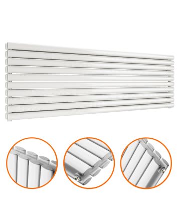 590mm x 1780mm White Double Oval Tube Horizontal / Landscape Radiator 