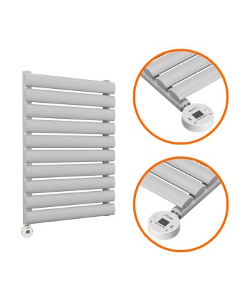 595 x 400mm Electric Feather Grey Single Oval Panel Vertical Radiator