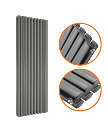 1780 x 590mm Anthracite Double Oval Tube Vertical Radiator 