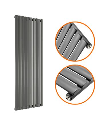 1600 x 590mm Anthracite Single Oval Tube Vertical Radiator 