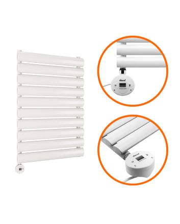 595 x 400mm Electric White Single Oval Panel Vertical Radiator