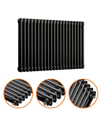600 x 1013mm Black Horizontal Traditional 2 Column Radiator