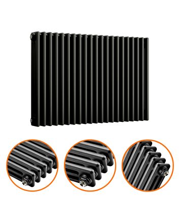 600 x 1013mm Black Horizontal Traditional 3 Column Radiator