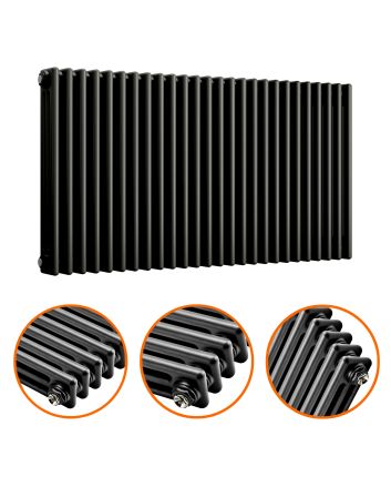 600 x 1193mm Black Horizontal Traditional 3 Column Radiator