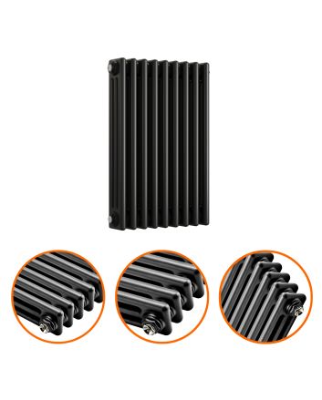 600 x 425mm Black Horizontal Traditional 3 Column Radiator