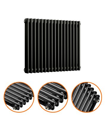 600 x 788mm Black Horizontal Traditional 2 Column Radiator